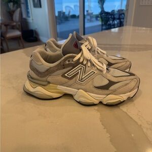 New Balance 9060 Cream and Gray Athletic Shoes